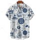 thumbnail image 3 of Camisa hawaiana retro unisex para hombre, camisa de talla grande, camisa retro con estampado 3D de velero y brújula marina, camisetas holgadas de manga corta para hombre, 3 of 5