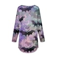 thumbnail image 4 of JULMCOMO Halloween Shirts for Women Funny Pumpkin Bat Castle Print Round Neck Long Sleeve Shirts Halloween Costume Holiday Tunic Tops Light Purple S, 4 of 5