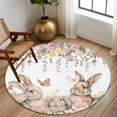 thumbnail image 2 of Large Round Rug 8Ft Washable Non-Slip, Easter Rabbits Circle Area Rugs for Living Room Bedroom, Watercolor Floral Cute Bunny Plants Spring Indoor Floor Mats Carpet Runner for Home Decor, 2 of 8
