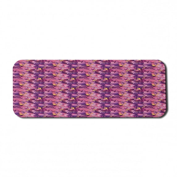 Floral Computer Mouse Pad, Illustration of Repetitive Style Tropical Flowers in Romantic Gradient Tones, Rectangle Non-Slip Rubber Mousepad Large, 31" x 12" Gaming Size, Multicolor, by Ambesonne