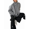 thumbnail image 3 of Women Wool Pea Coat Stand Collar Single Breasted Trench Overcoat Jackets with Belt Gray M, 3 of 8