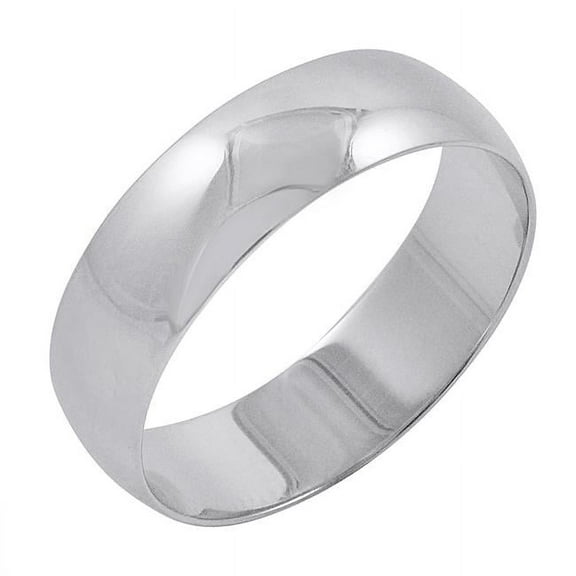 TWRZD609-6MM10W SZ 10.5 6mm Mens 10K White Gold Traditional Plain Wedding Band - Size 10.5
