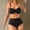 *Black, variant on Women's Slim Fit Solid Color Two Piece Surf Set ,Sporty Casual Swimsuit Black,Womens Plus S