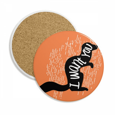 

Black Squirrel Animal Outline Natural Coaster Cup Mug Tabletop Protection Absorbent Stone