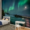 thumbnail image 2 of Peel and Stick Wallpaper Godafoss waterfall night beautiful Northern Lights Iceland Modern Art Wall Mural Decor Self Adhesive and Removable 100in x 144in, 2 of 8