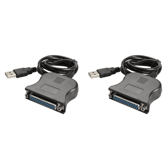 2X USB to 25 Pinhole Parallel Cable DB25 Interface IEEE 1284 Printer USB2.0 Cable 25 Hole Adapter Cable,2 x Adapter Cable,Black