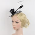 thumbnail image 4 of Flor Fascinator Cinta Rejilla Pinza De cabellero Boda Negro, 4 of 6