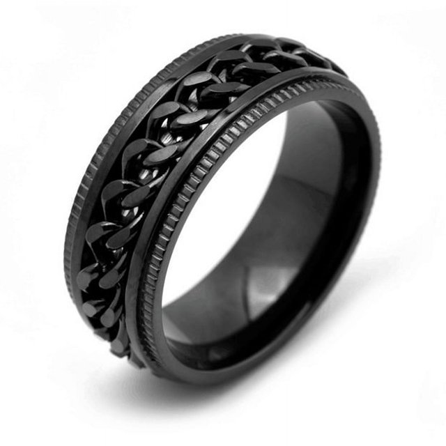 Anillo de cadena giratorio de acero de titanio, anillo de pareja de acero inoxidable, primera joyería, aspecto vanguardista