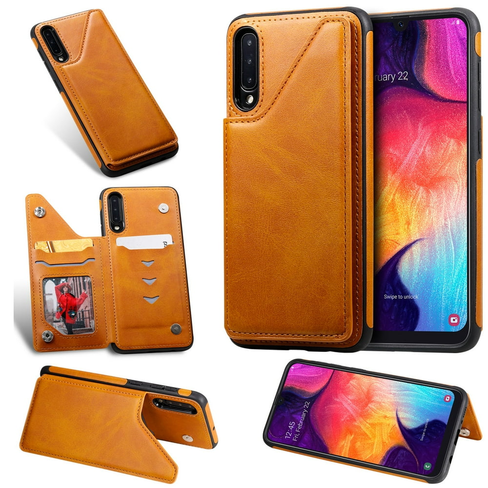 Dteck Wallet Case For Samsung Galaxy A50 A50s A30s, Pure Color PU