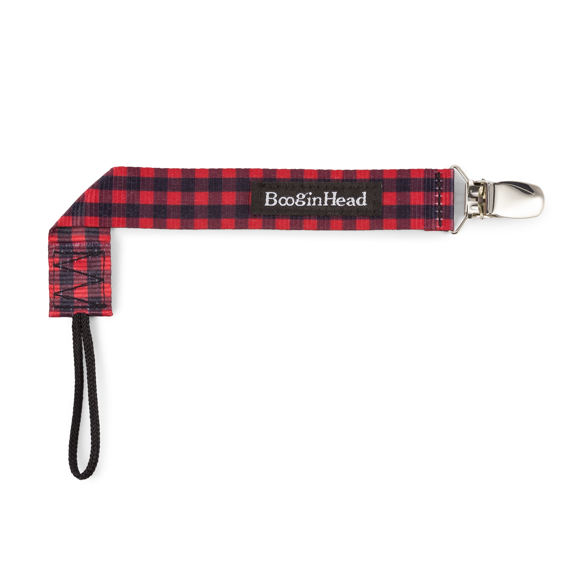 BooginHead Universal Pacifier Clips, Infant Toddler Boys and Girls, Red Plaid