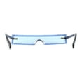 thumbnail image 4 of Luxury Heavy Rhinestone Rim Trim Thin Shield Rimless Cyclops Sunglasses Blue, 4 of 5