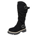 thumbnail image 2 of Wowcloth Women's Suede Round Toe Thick Sole Boots – Comfortable Versatile Buckle Decoration with Plush Lining for Warmth, Casual and Everyday Fashion Wear, 2 of 6