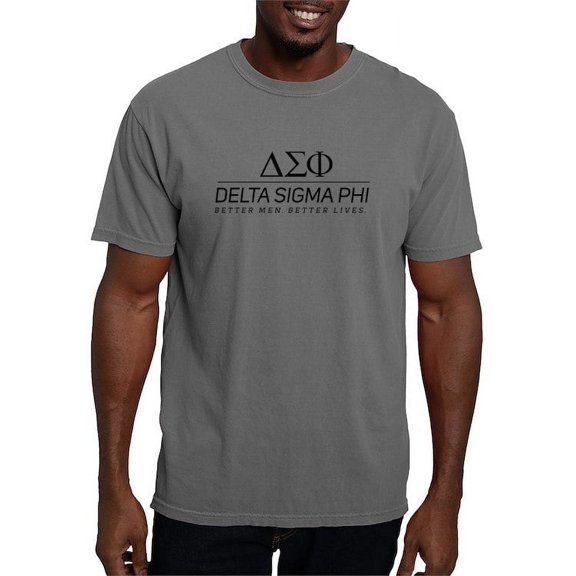 CafePress - Delta Sigma Phi Black Stacked Logo T Shirt - Mens Comfort Colors Shirt