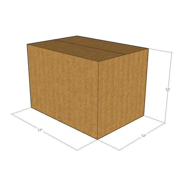 17x12x12 Kraft Brown Corrugated Shipping Boxes, 32 ECT Single-Wall, Qty 10