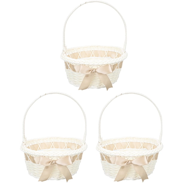 Cesta tejida de 3 piezas, cesta de almacenamiento, cesta de regalo, cesta de flores tejida, cesta de picnic
