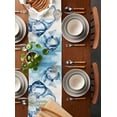 thumbnail image 2 of Summer Ocean Blue Table Runner Cotton Linen 36 Inch Holiday Dresser Scarves, Watercolor Fish Flower Tablerunner for Kitchen Coffee Dining Bedroom Home Living Room Dinner Scarf Décor 13''x36'', 2 of 9