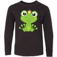thumbnail image 3 of Inktastic Cute Frog, Green Frog, Frog Princess, Crown Long Sleeve Youth T-Shirt, 3 of 5