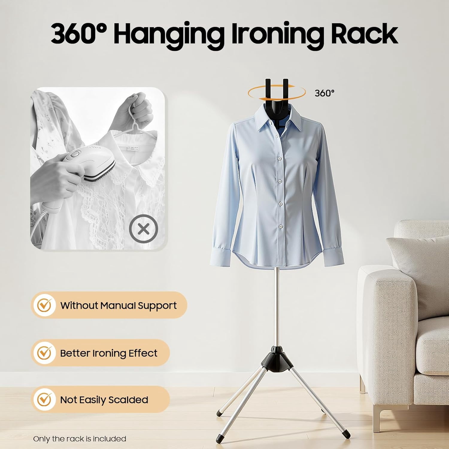 Steamer Stand for Clothes, Height Adjustable Handheld Steamer Hanger with Clips, Folding Garment Steamer Rack for Homes, Clothing Stores