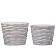thumbnail image 1 of Urban Trends Collection 58303 Cement Round Pot with Ocean Wave Layered Design Body & Tapered Bottom, Washed Concrete Finish, Off-White - Set of 2, 1 of 1