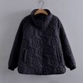 thumbnail image 2 of Jinhomg Button Down Puffer Jacket for Women Trendy Floral Print Stand Collar Padded Coat Plus Size Comfy Long Sleeve Outerwear with Pockets Black XXL, 2 of 5