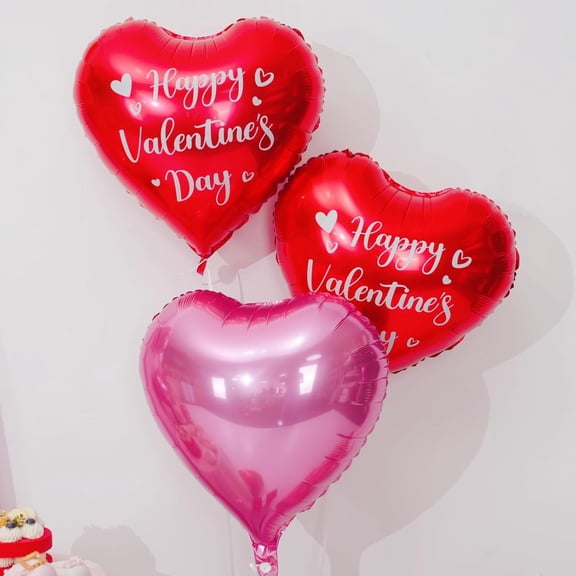 Valentines Day Heart Balloons, Happy Red Valentines Balloons, Pink Heart Foil Balloons, Red Love Heart Shaped Helium Balloon for Romantic Celebrations Valentine Anniversary Party Decor
