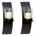thumbnail image 1 of SWM Mod Art Candle Sconce Duo Matte Black Iron Clear Glass Votive, 1 of 2