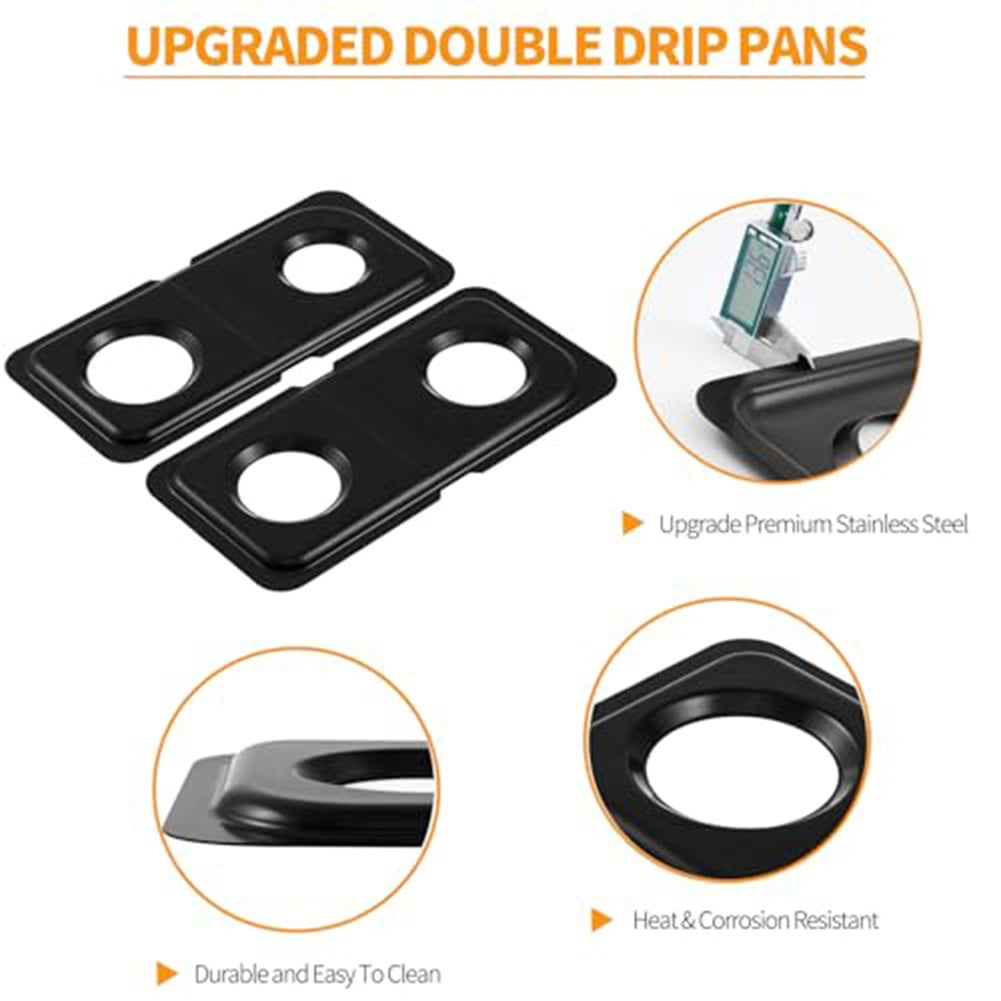 Stainless Steel Drip Pans for GE Gas Stoves 2 Pack