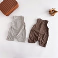thumbnail image 5 of LYMAYTER ‌Infant Baby Boys Girls Sleeveless Button Down Jumpsuit Striped Romper Summer Fall Wear‌ 3-24M, 5 of 8