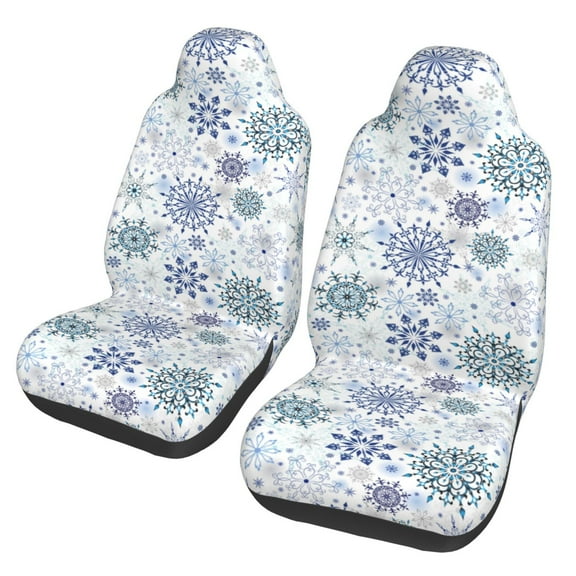 Vsdgher Retro ice blue snowflakes Automotive Seat Covers for Cars Trucks and SUVs – Car Seat Covers for Truck Seat Protectors Set of 2