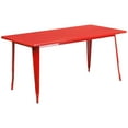 thumbnail image 4 of Flash Furniture Oakley Commercial Grade 31.5" x 63" Rectangular Red Metal Indoor-Outdoor Table Set with 6 Arm Chairs, 4 of 5
