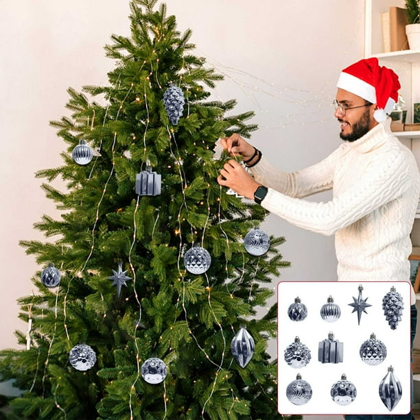 Xihbxyly 12 Adornos Navideños para Árbol de Navidad, Bolas de Plástico Brillantes, Reutilizables, para Colgar En El Árbol, Ideales para Oficinas, Hoteles y Mansiones. Juego de 12.