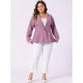 thumbnail image 3 of DARING DIVA Women's Plus Peplum Notch Panel Collar Casual Blazers Purple 1X, 3 of 6