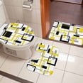 thumbnail image 4 of Yellow Black Geometric Bath Mat 3 Piece Bathroom Rug Set, Modern Simple Abstract Art Non Slip Bath Rug Contour Mat and Toilet Lid Cover, Absorbent Shower Mats Soft Bath Rugs and Mats Sets, 4 of 8