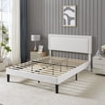 thumbnail image 5 of Katkuca Full Bed Frame, Upholstered Queen Size Platform Bed Frame with Adjustable Headboard, Strong Wood Slat Support, No Box Spring Needed, White, 5 of 8