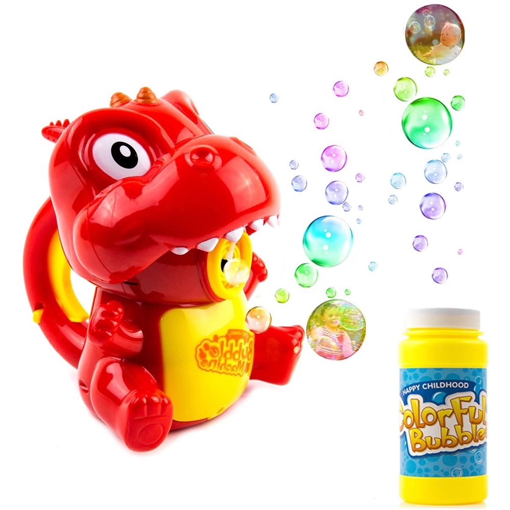 Toysery Dinosaur Bubble Blower Machine for Kids, LED Light and Sound