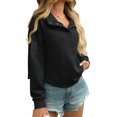 thumbnail image 3 of Spring Fall Long Sleeve Women Solid Ribbed Henley Casual Crop Sweatshirt, 3 of 6