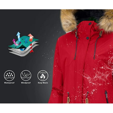 Women S Ski Jacket Fleece Lining Winter Coat With Detachable Hood Canada Ski Jacket Fleece Lining Winter Coat, Women S Winter Coat With Detachable Hood