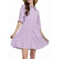 thumbnail image 3 of Womens Striped Button Down Midi Shirt Dress Casual Loose Cuffed Long Sleeve Mid Long Dresses Purple XXL, 3 of 9