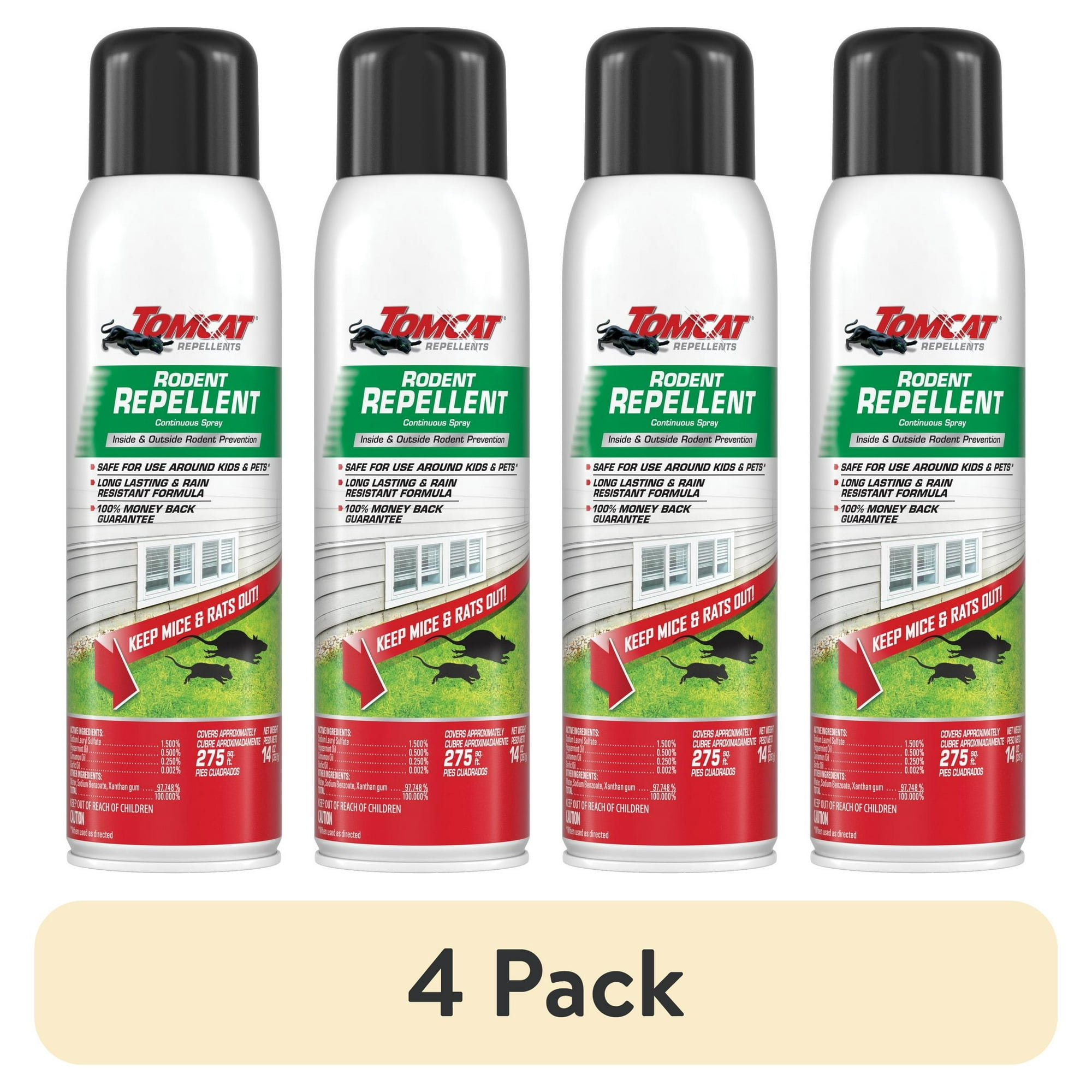 (4 pack) Tomcat Rodent Repellent Spray for Mouse and Rat Prevention, 14 oz.