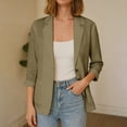 thumbnail image 4 of IUYRTFE Women's 3/4 Sleeve Button Front Blazer Jacket Relaxed Fit Casual Workwear Top, 4 of 7