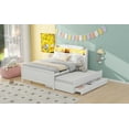 thumbnail image 5 of Bed Frame Full Size Platform Bed with Storage LED Headboard, Twin Size Trundle and 3 Drawers, White, 5 of 8
