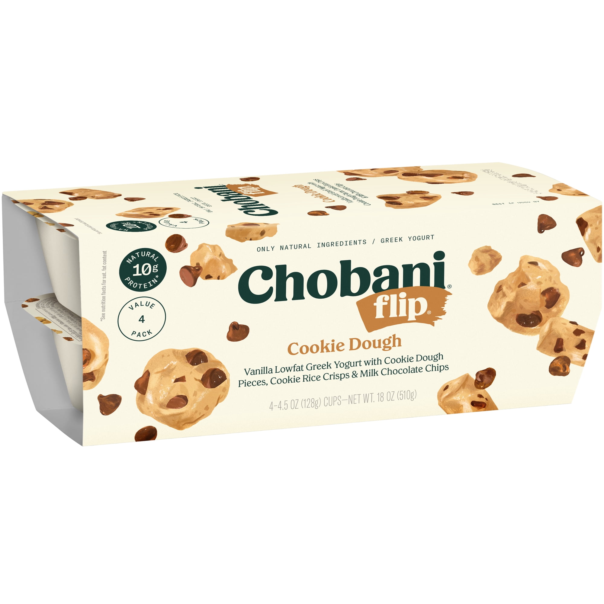 Chobani Flip Low-Fat Greek Yogurt Cookie Dough 4.5 oz 4 Pack