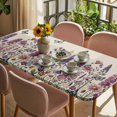 thumbnail image 3 of Purple Flowers Table Cloths for 3 Foot Rectangle Tables, Spring Butterflies Lavender Daisy Beige Patio Waterproof Elastic Fitted Tablecloths, Washable Rectangular Table Cover for Camping, 3 of 8
