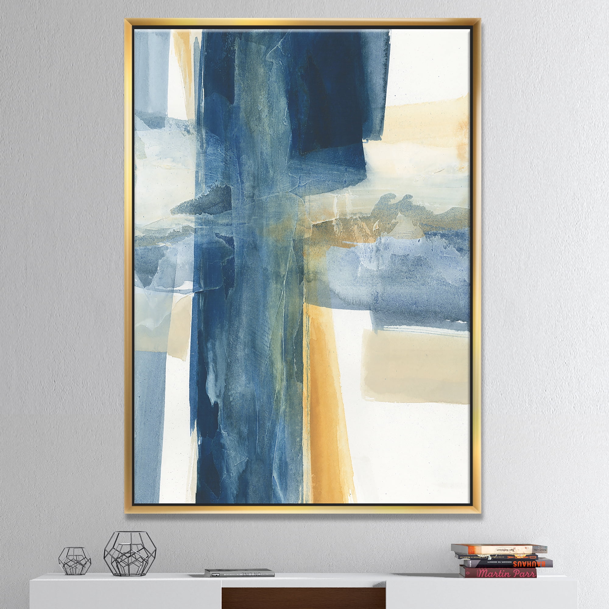 Designart ' Indigo Panel VI ' Glam Modern Framed Canvas
