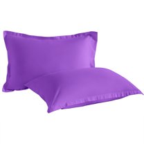 2 Pack Standard Brushed Microfiber Pillow Shams with 2" Flange, Super Soft and Cozy, Wrinkle, Fade, Stain Resistant Sham, Purple, 20x26 inches
