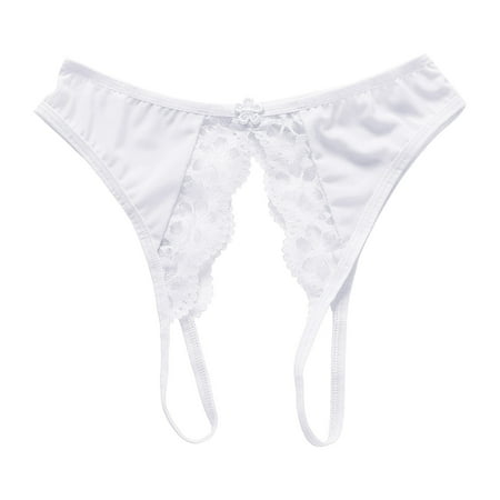 Xiaoxatg Sexy Panties for Women Womens Sexy Open File Thong Transparent Mesh Front And Rear Open File Lace Edge Low Waist Panties Womens Boy Shorts Underwear