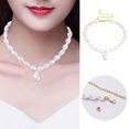 thumbnail image 2 of Collier Ras du Cou Femme Mode Vintage Fausses Perles Décor Collier Bijou Collier, 2 of 10