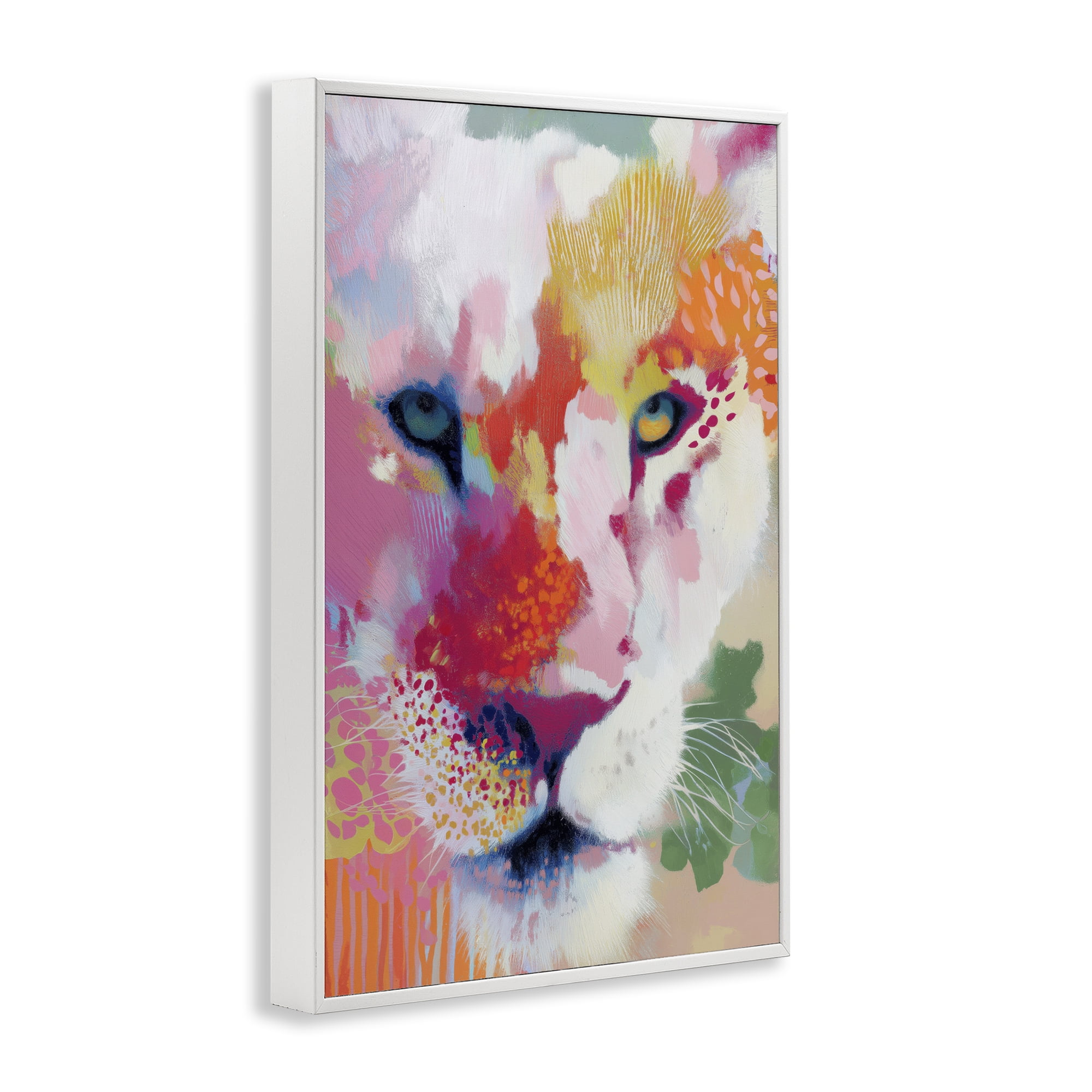 Stupell Industries Lion Eyes with Intense Gaze White Framed Giclee Art, design by Chromatic Storm Studio