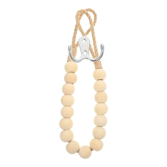 Milisten Beige Wood and Iron Towel Ring for Bathroom and Kitchen Wall Mount Hand Towel Holder with Jute Rope