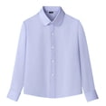 thumbnail image 2 of Kiijoy Toddler Girls Long Sleeve Dress Shirt Formal Classic Solid Button Down Shirt Top, 2 of 4